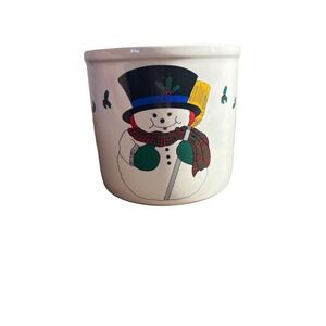 Vintage 1988 Inarco Holiday Christmas Snowman Holly 4.5" Pot‎